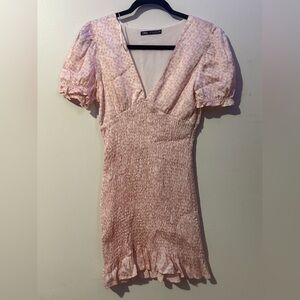 Zara Pink Patterned Mini Dress